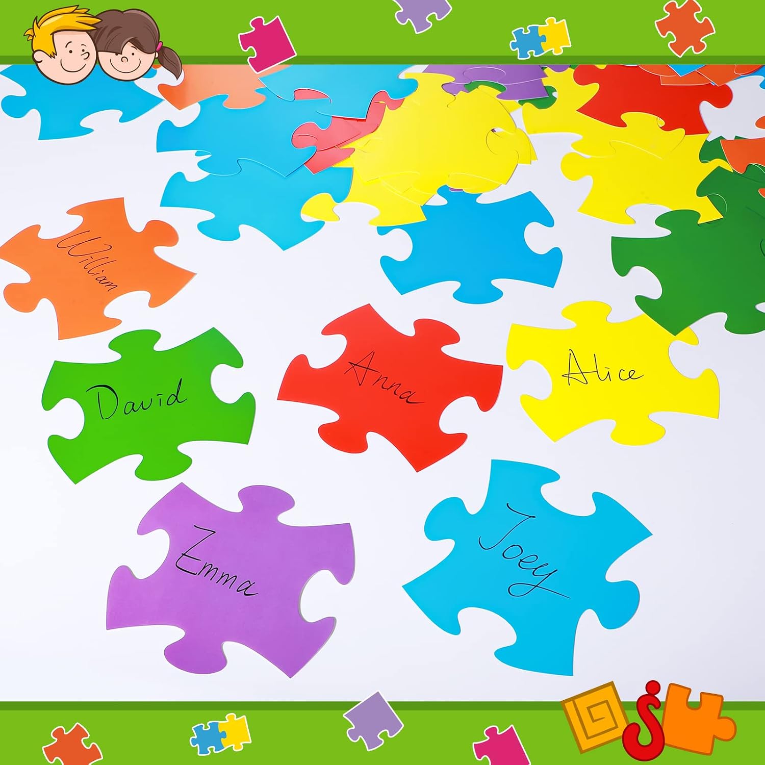 67 Pieces Large Puzzle Cutouts Bulletin Board Set Bible Verse Paper Cuts Classroom Decor You are a Piece of Gods Plan Cut Outs School Puzzle Accents Paper for Classroom Nursery Door Wall Decor image 4