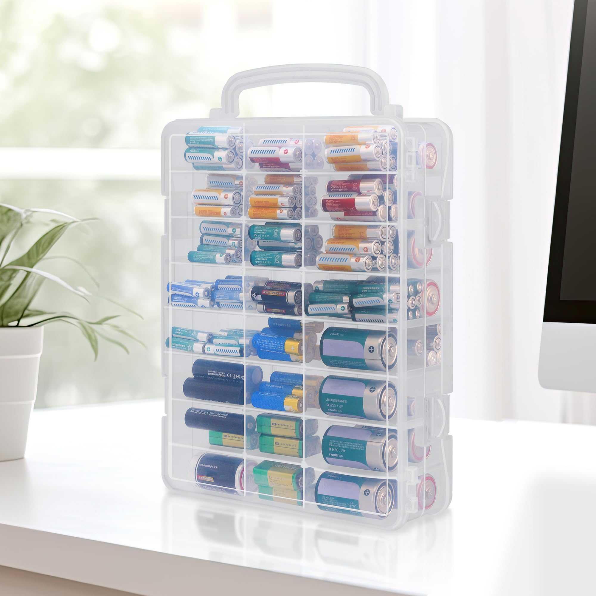 Tragbare Batterie-Organizer-Aufbewahrungsbox, hält 200–400 Batterien in verschiedenen Größen, Batteriehalter (Batterie ist nicht im Lieferumfang enthalten)