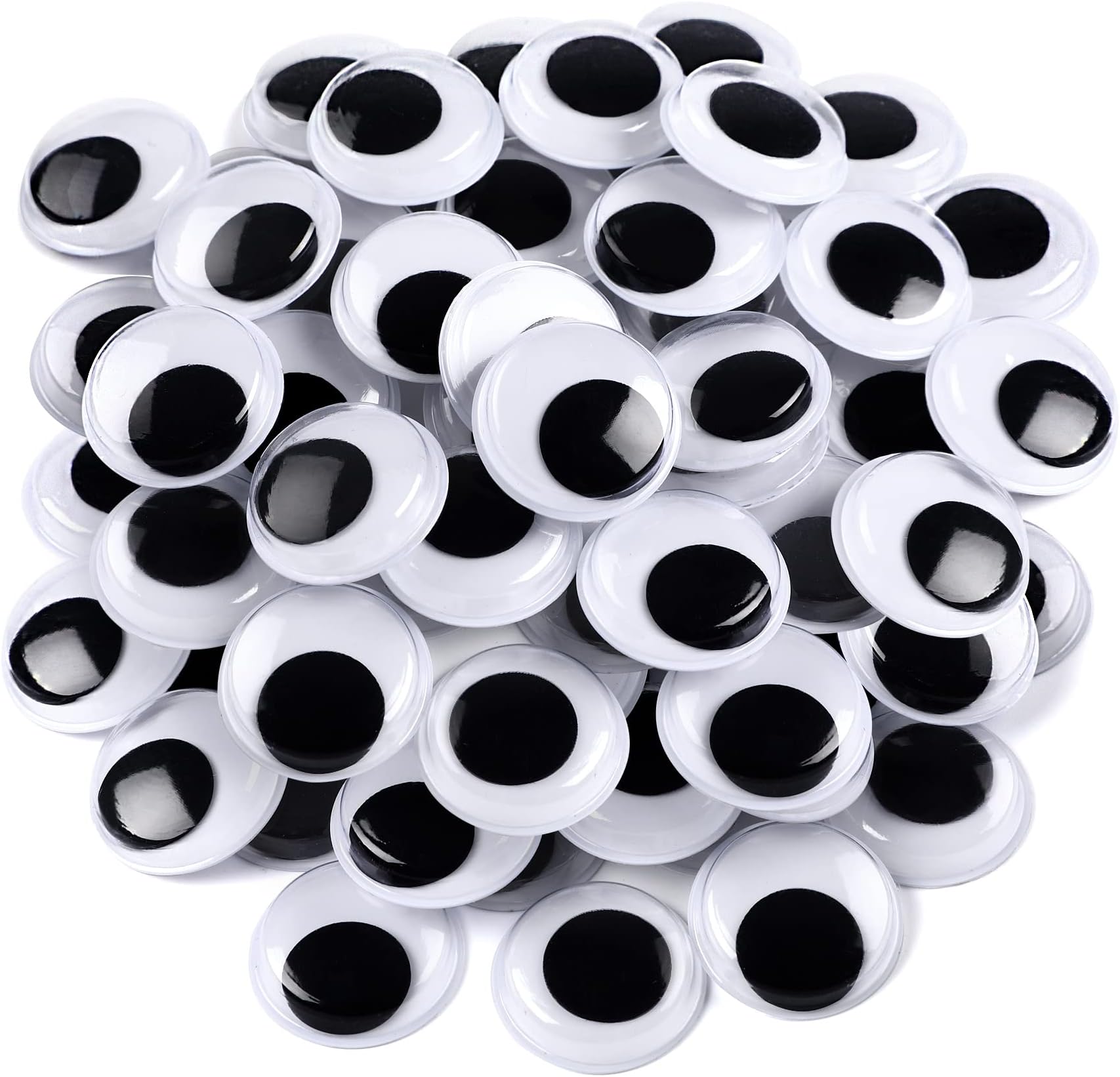 FEBSNOW 200 Pcs Black White Plastic Wiggle Eyes Self Adhesive Assorted Sizes Sticker Eyes for Crafts Decoration