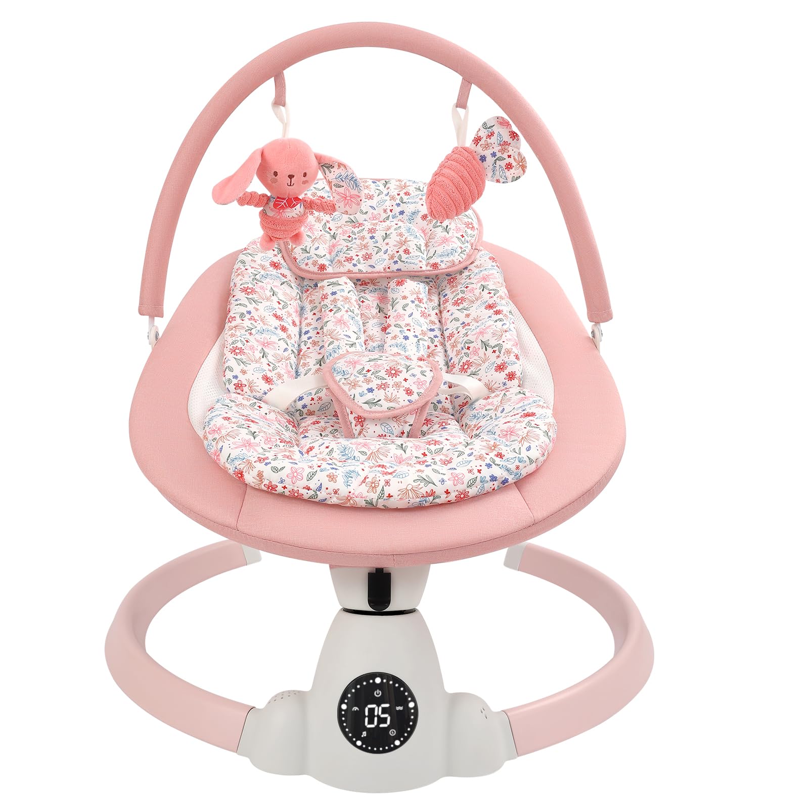 Baby Swing for Infants, Electric Baby Swing with Bluetooth, Portable Infant Swing with 5 Speeds, 10 Lullabies, 5-Point Harness & Remote Control, for Newborns Infants Indoor Outdoor Use (Floral)