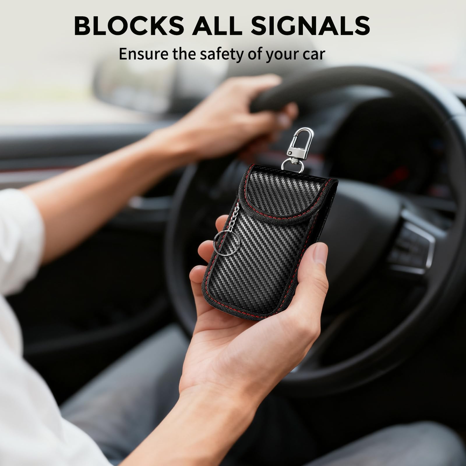 2 Pack Faraday Bags for Car Key Fobs, Anti-Theft Signal Blocking Pouch, Fireproof & Waterproof RFID Faraday Cage for Car Keys and RFID Cards, Portable Design (Black)