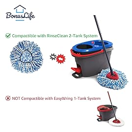 BonusLife 4-Pack Mop Head for O-Ceda RinseClea Spin Mop Refill 2-Tank System Only Easy Cleaning Microfiber Replacement