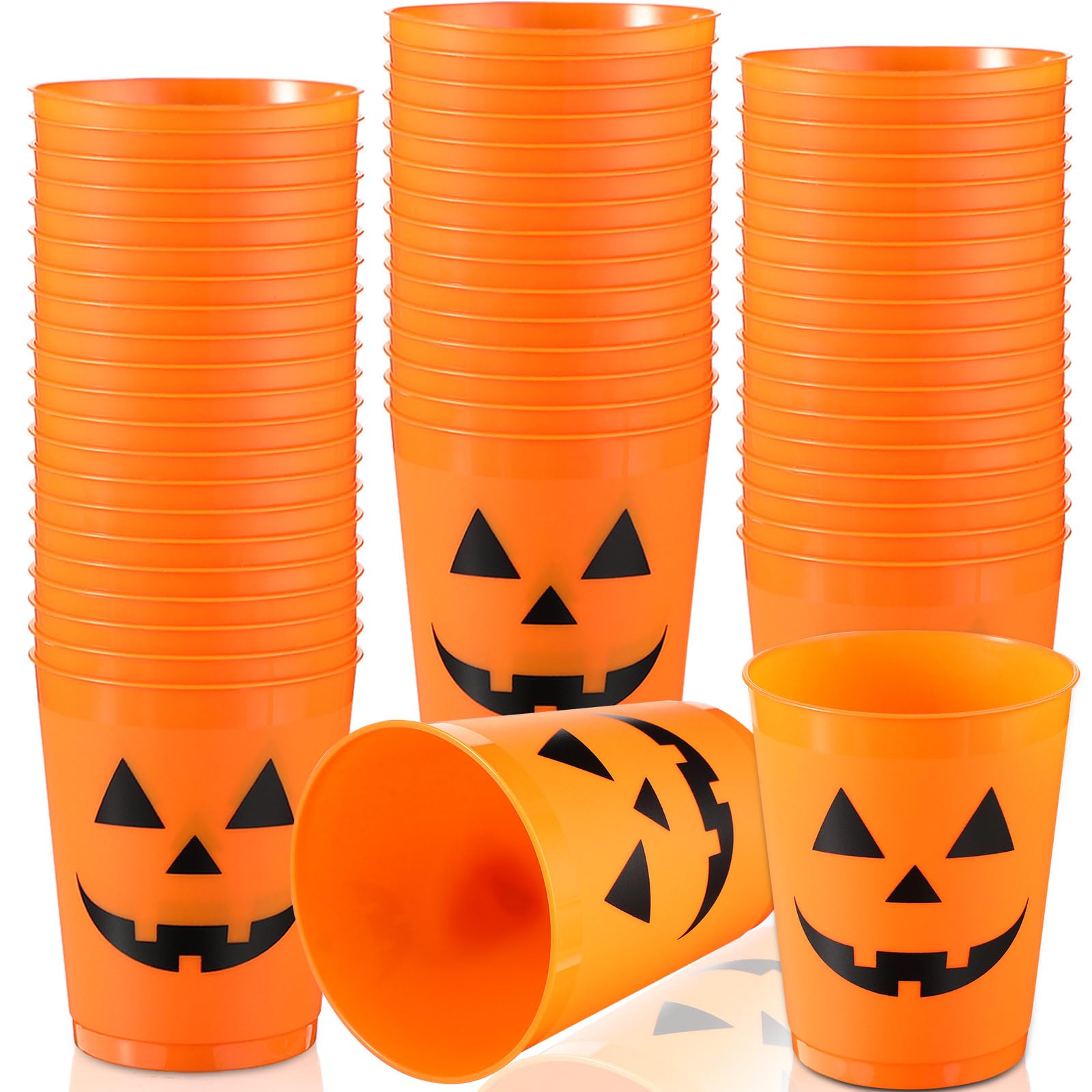Roshtia Halloween-Plastikbecher, 237 ml, Jack O Lantern Kürbis, 100 Stück