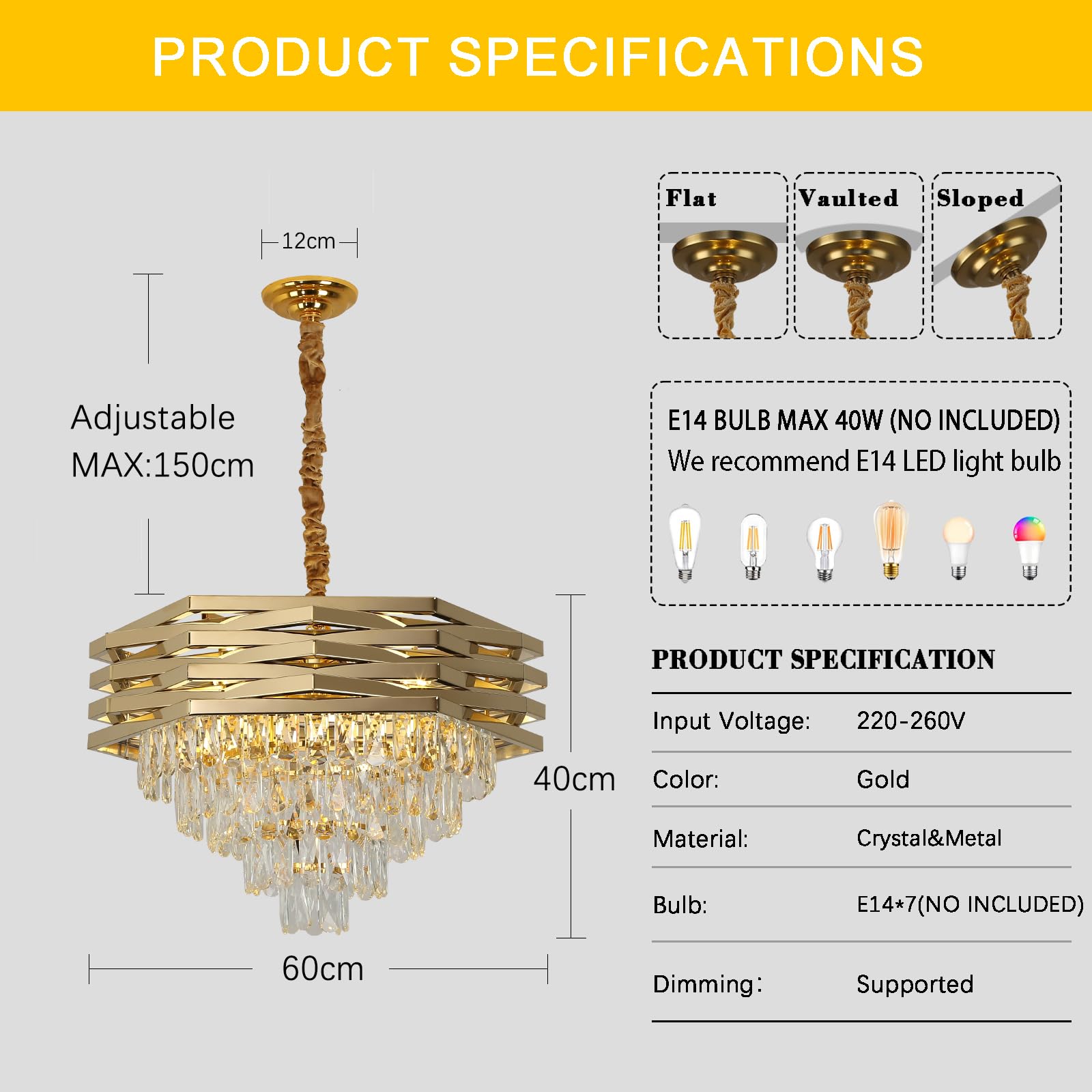 Moderno Lampadario Di Cristallo Oro Lampadari Rotondi Da 60 Cm Per Sala Da Pranzo K9 Lampadari A Sospensione A Soffitto A 5 Livelli Lampadario Grande Da Incasso Per Soggiorno Ingresso Foyer
