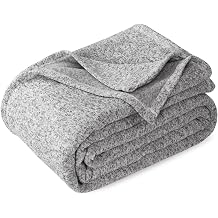 KAWAHOME Summer Sweatshirt Blanket for Bed-Lightweight Breathable Blankets, Soft Thin Knit Jersey Blanket for Hot Sleepers, 55 X 79 Inches, Heather Grey