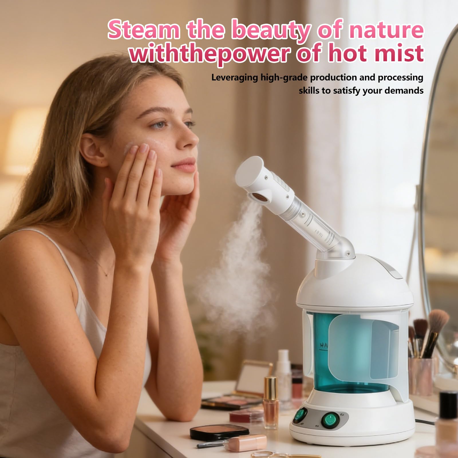 GBKDQQ Vapore facciale: sauna facciale Nano ionico vapore, umidificatore caldo, vapore viso caldo, vapore viso viso per spa facciale, sauna o salone, spray girevole a 360°