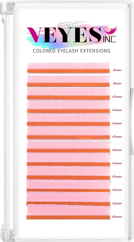 Extensões de Cílios Coloridas VEYES INC Pink 0.07 C, Comprimentos Mistos de 8–16 mm