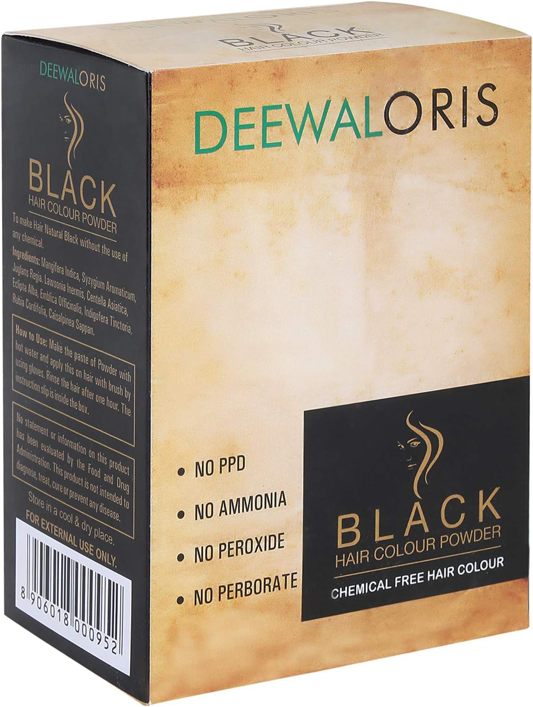 Deewal Oris Black Hair Color Powder for Women, 120g - Black Hair (Pack of1)