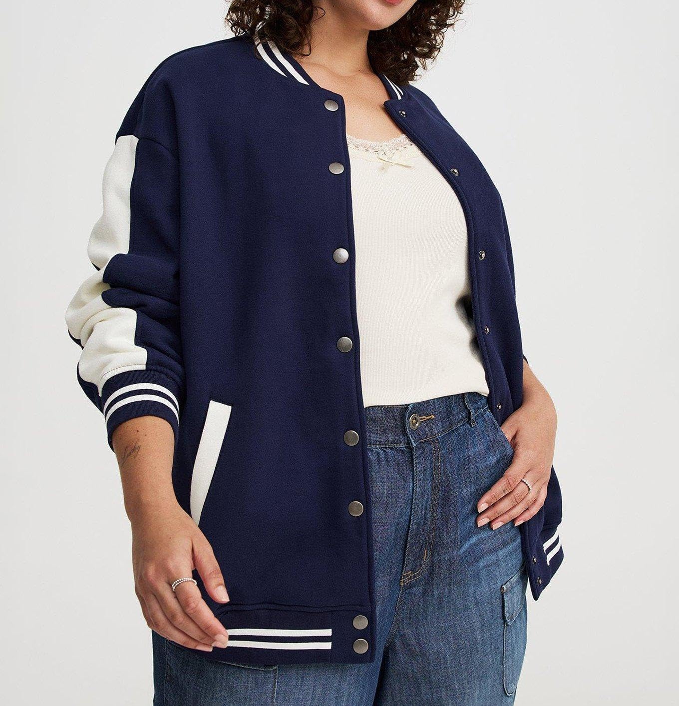 Torrid Women's Plus Size Fleece Relaxed Bomber Jacket