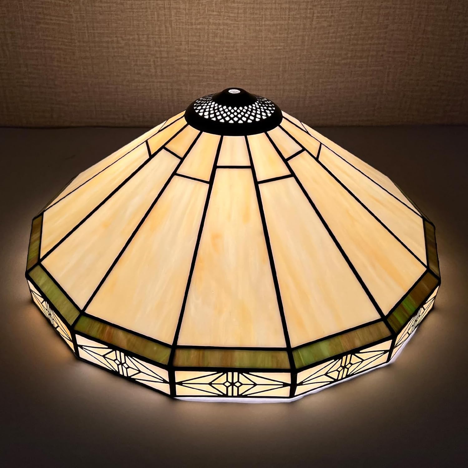 Capulina Tiffany Lamp Shade 16 Inches Wide Accessories Replacement Cream Style Stained Glass Lampshade for Table Lamp Floor Lamp