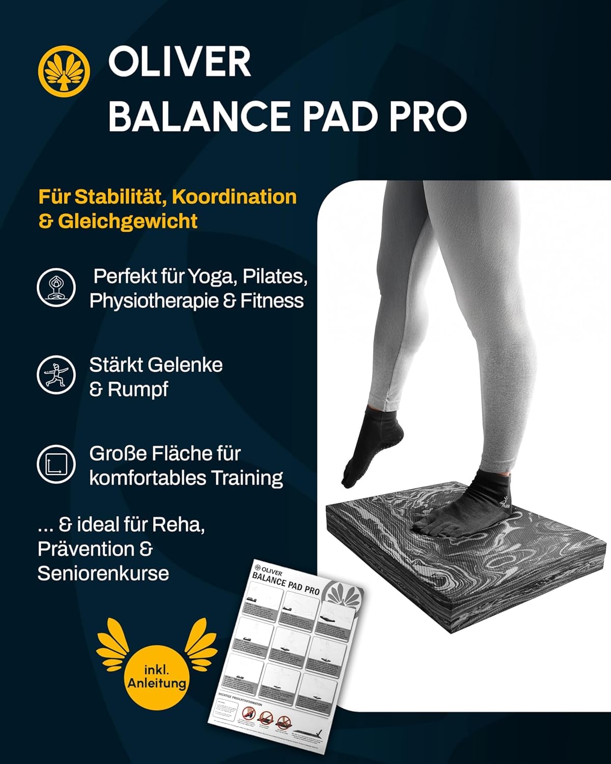 Oliver Balance Pad PRO 48x37x6 cm Balancekissen für Pilates Reha