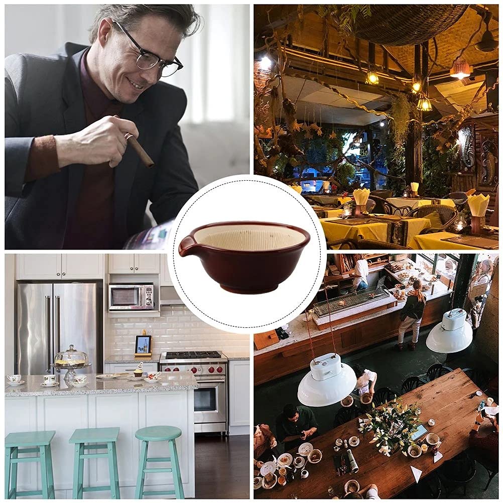 Practical Ceramic Portable Bowl Mortar Suribachi for Household Ornament Tableware Decoration