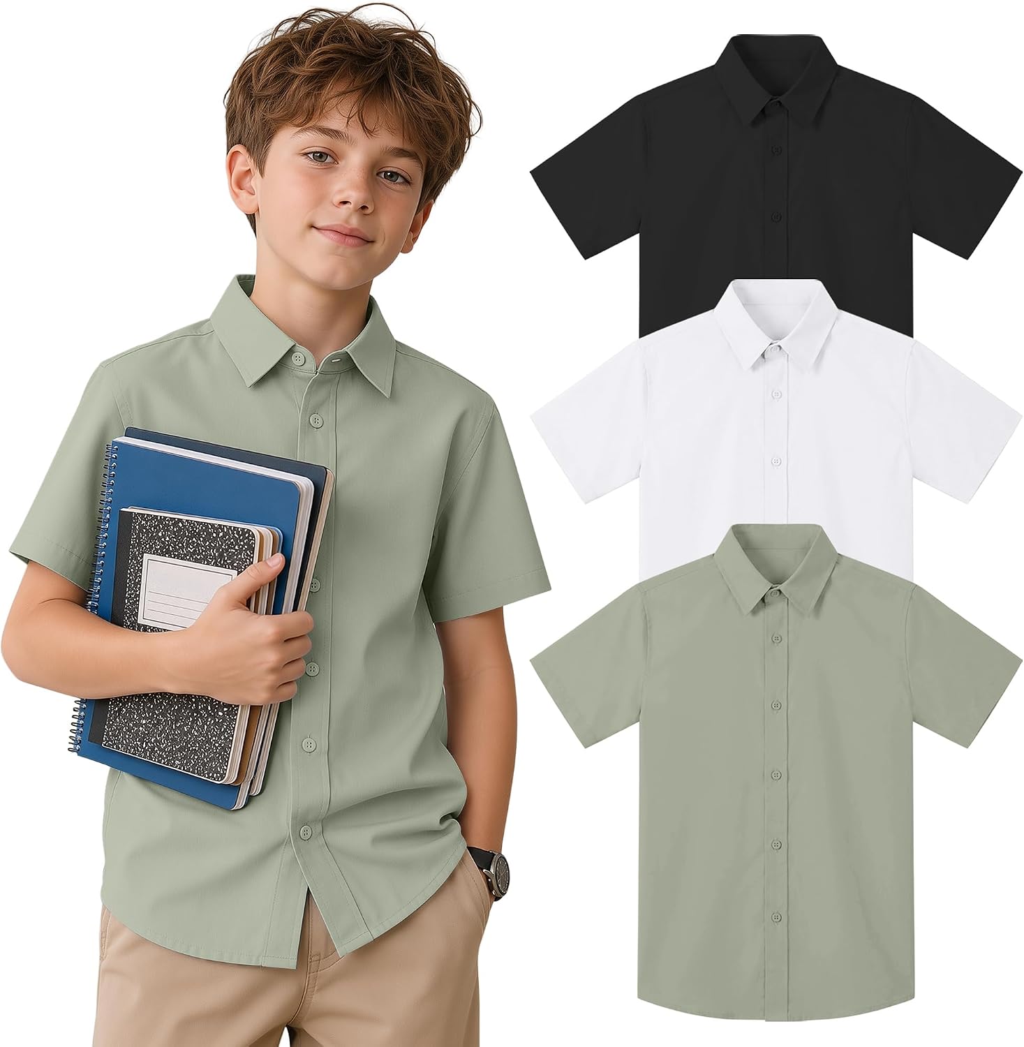 3 Pack Boys Dress Polo Shirts