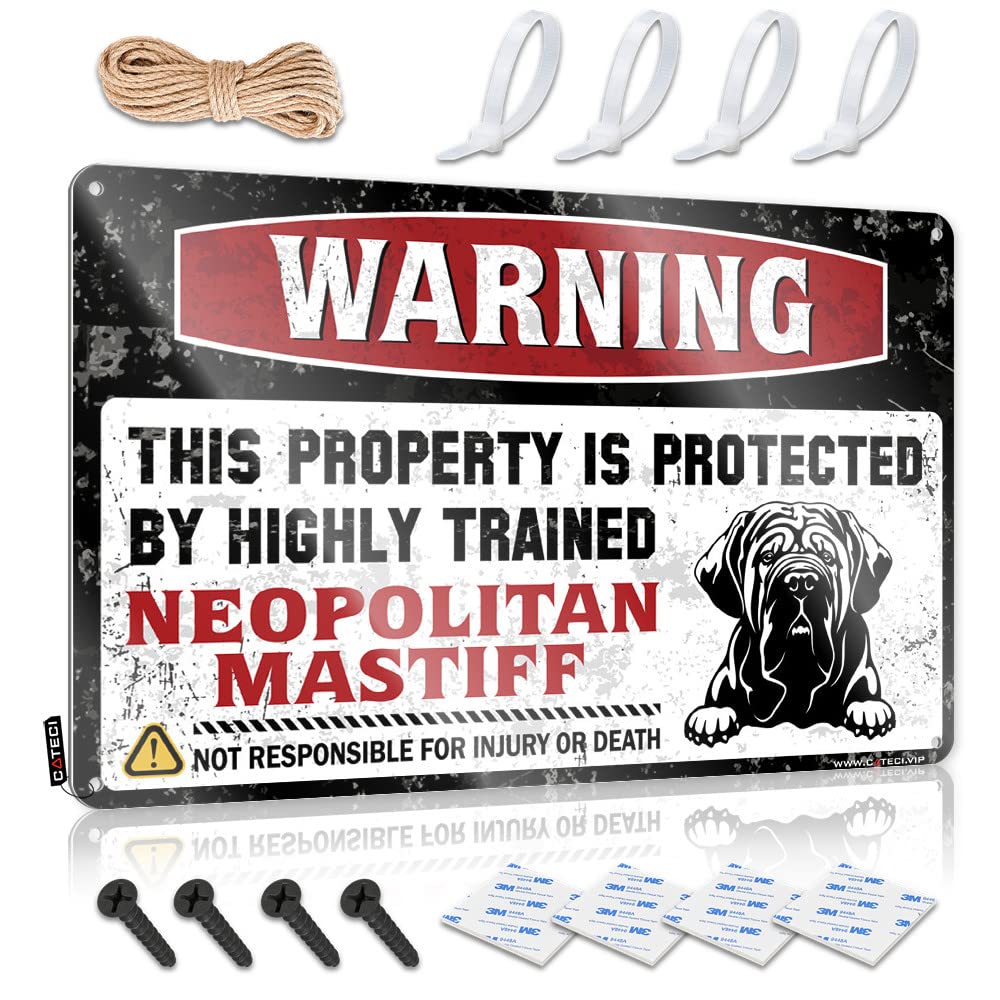 BRUNTELO Personalized Bar Signs Warning This Property Is Protected By A Highly Trained Neopolitan Mastiff Tin Sign(30X40CM)
