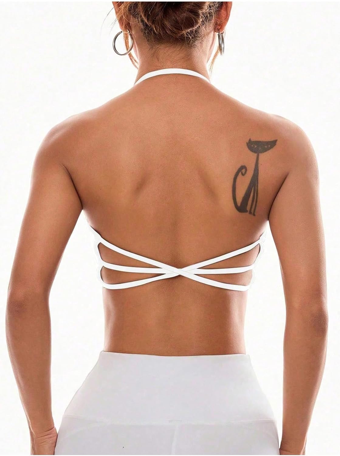 OYOANGLE Women's Criss Cross Backless Halter Sports Bra Padded Workout Yoga Bras Athletic Cami Cop Top - Image 3
