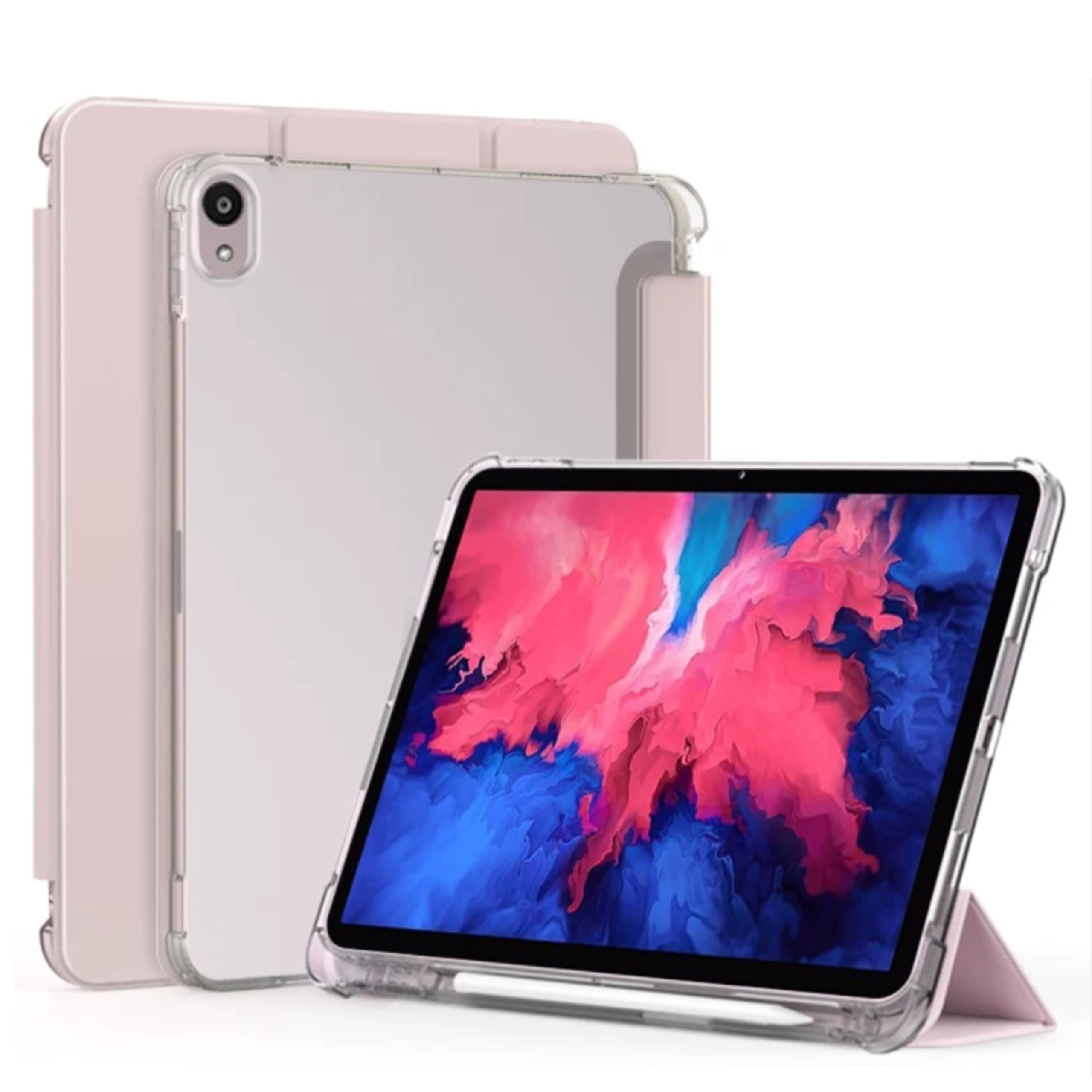 NESLINCover Compatible with Lenovo Tab P11 11.5inch 2023 Case with Pencil Holder, Slim Lightweight TPU Shockproof Cover with Clear Back Shell Protective for Lenovo Tab P11 11.5inch 2023 (Pink)