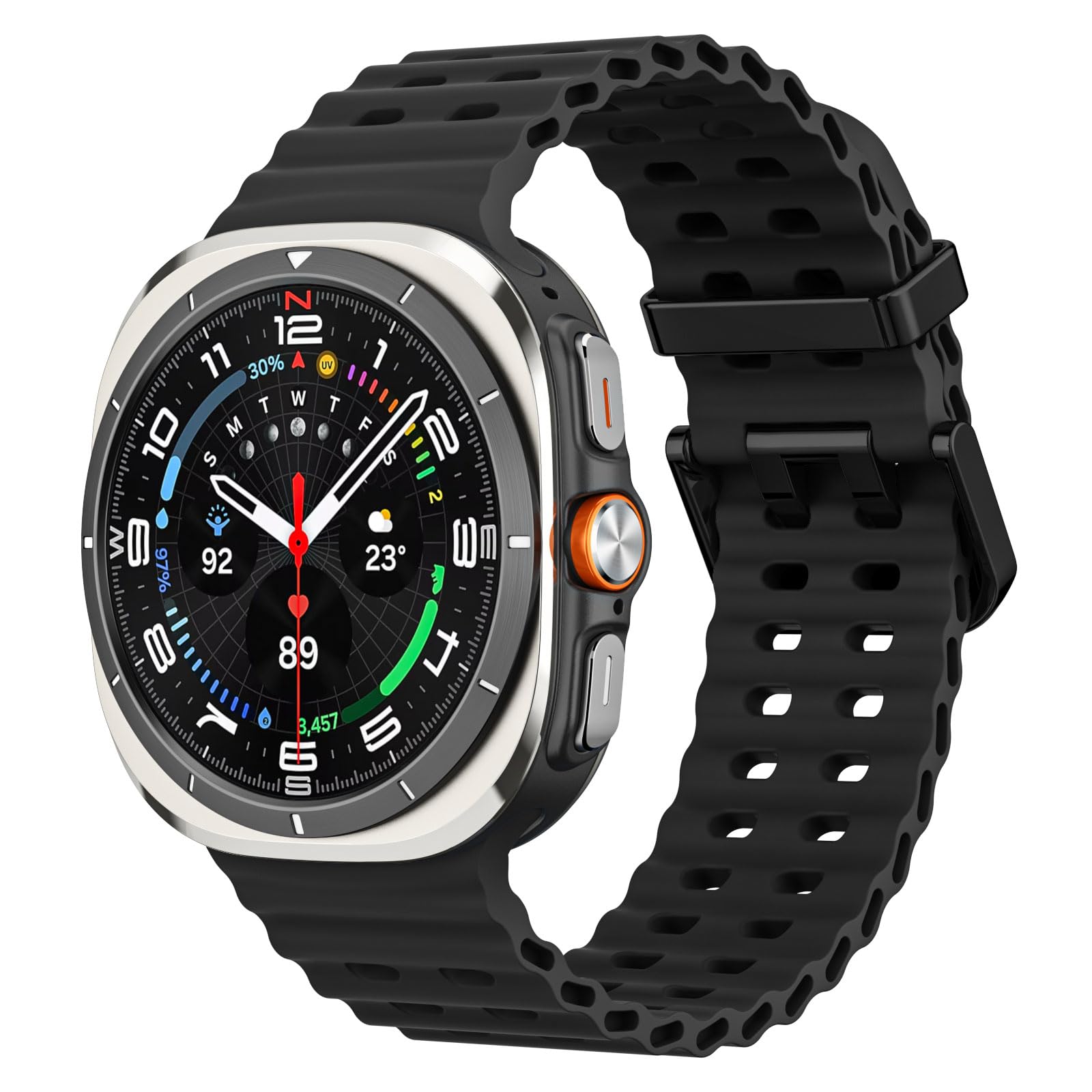 MoKo Sport Band Compatible with Samsung Galaxy Watch Ultra Band 47mm (2024) Women Men, Breathable Soft Silicone Waterproof Watch Strap Accessories for Samsung Watch Ultra Band, Black