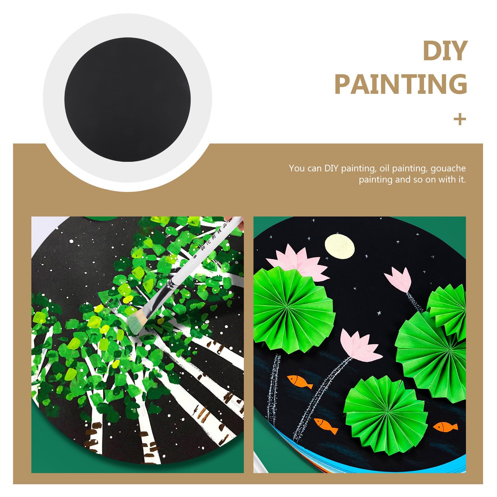 EXAOMBLE 50 Pezzi Cartoncino Spesso Rotondo in Carta Nera per Decorazioni Scuola, Progetti Artistici e DIY Painting Design Addensato per Lunga Conservazione