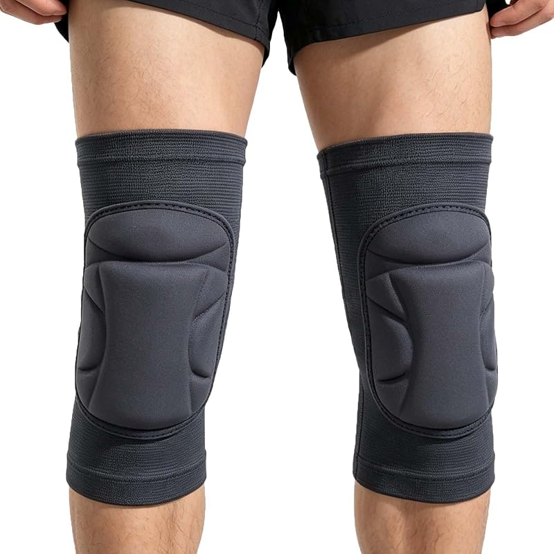 Volleyball Knee Pads for Men Women, Soft Elastic Sleeve for Work- Black S/M | Sports Knee Sleeves for Wrestling, Football, Basketball, Skating, Gardening, Cleaning, Flooring Work, Anti-Slip, Thick Foam