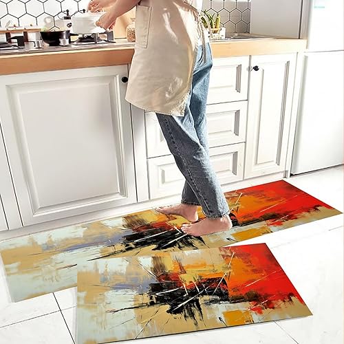 Kitchen Rugs and Mats Bath Mat Geometric Abstract Art Non-Slip Kitchen Mat Doormat Runner
