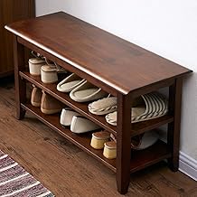 ACRO Brown Wooden Storage Bench, 31.5"L x 11.8"W x 16.5"H, 550 lbs Capacity, Classic Style, Entryway Bench with Storage