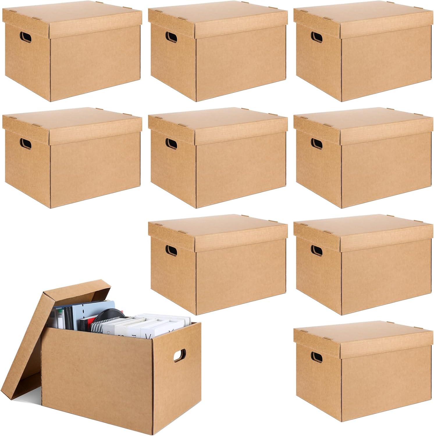 10 Pcs Acid Free Archival Record Storage Cartons Bulk 15 x 12 x 10 Inch Acid Free Box Buffered Corrugated Board Photo Storage Box for Storing Documents Magazines Photos Cards Prints Arts Kraft 10