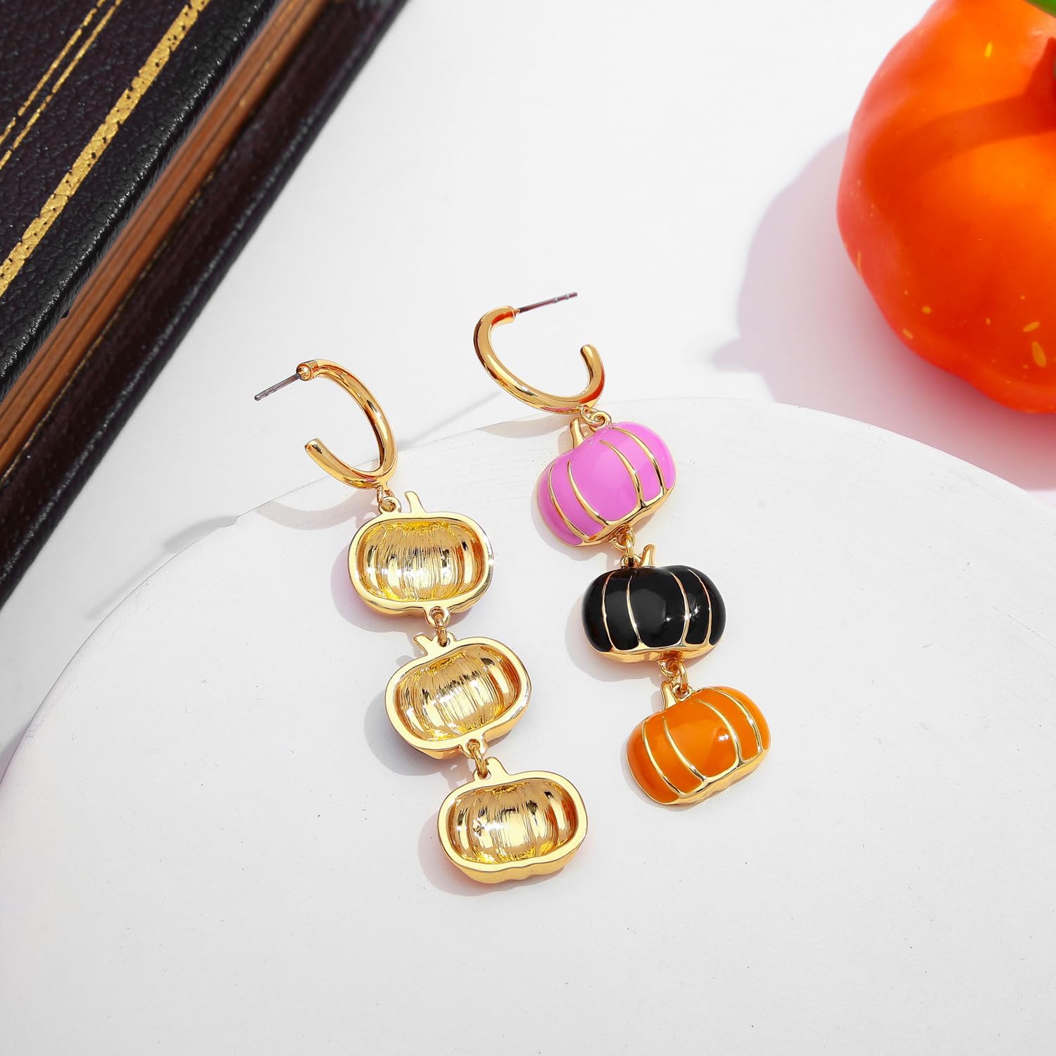 Halloween Earrings For Women Pumpkin Earrings Gold Skeleton Earrings Ghost Halloween Dangle Drop Earrings Bat Earrings Ghost Tassel Earrings Fashion Jewelry - Image 4