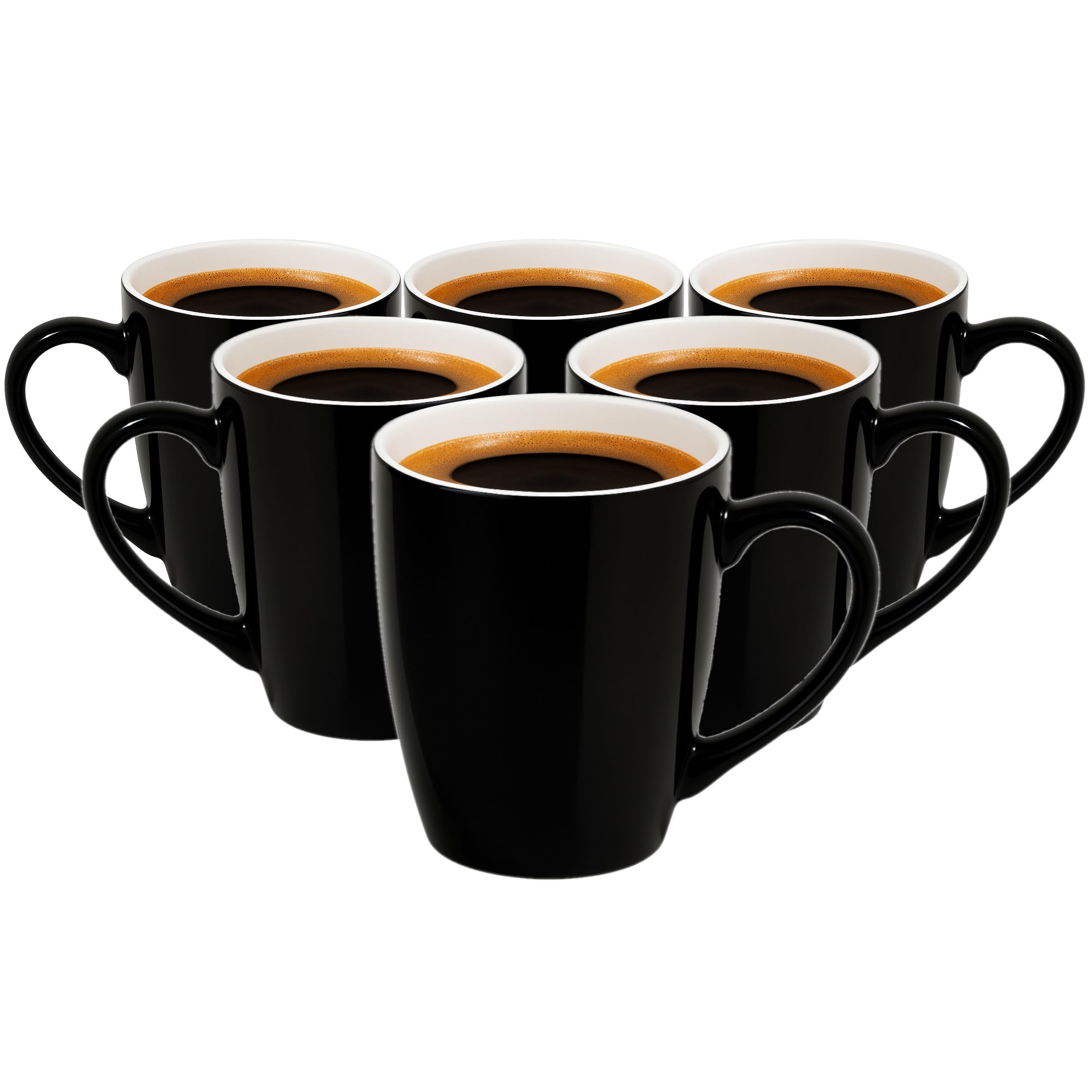 Glasmark Lot de 6 Tasses à Café et Thé Noires en Céramique 350 ml
