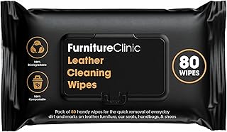 Furniture Clinic Leather Cleaning Wipes | 80 Count | Clean & Restore Leather & Vinyl Furniture, Handbags, Jackets, Car Seats, Interiors & More | Residue & Streak-Free | for Everyday Use