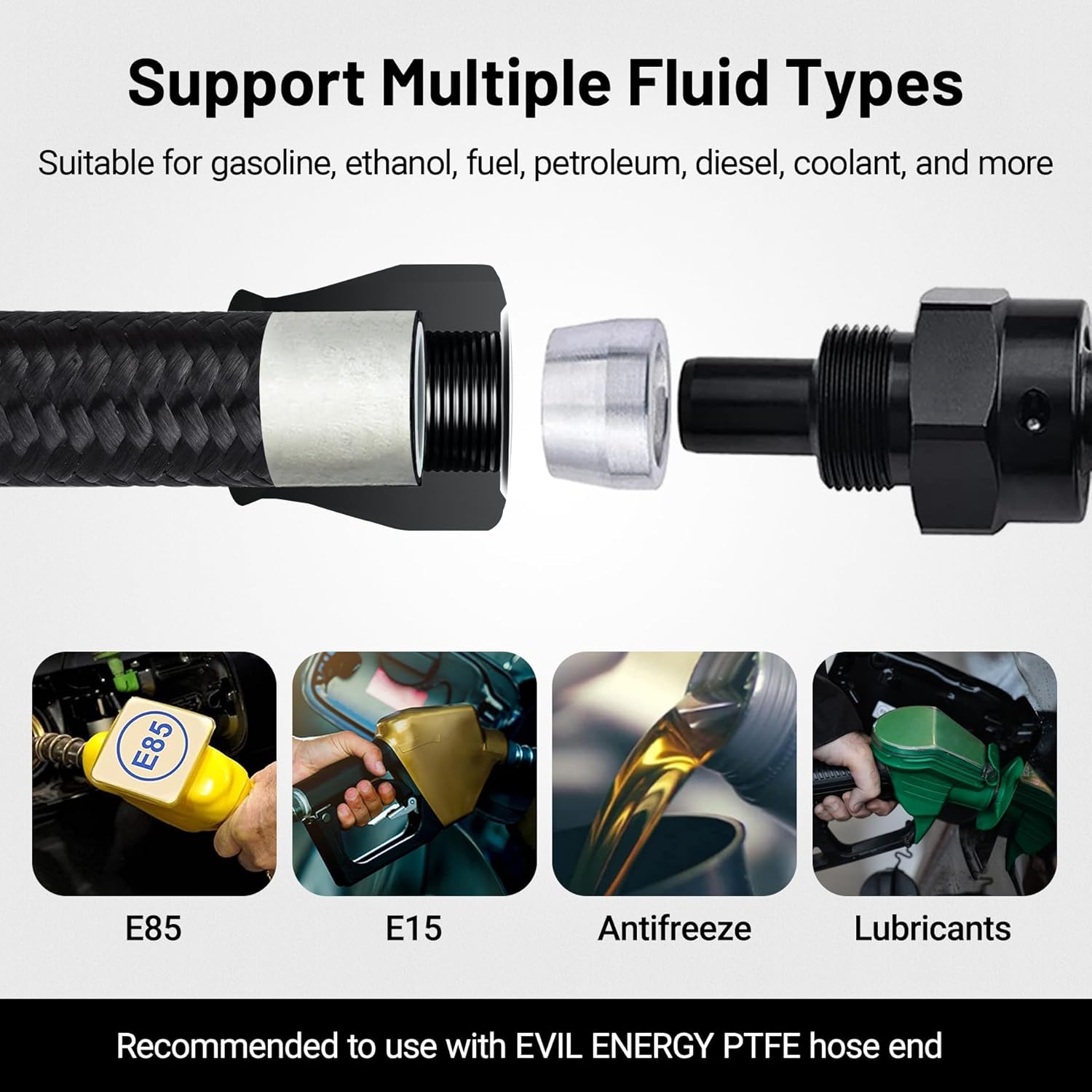EVIL ENERGY 6AN PTFE Fuel Line Kit,E85 Nylon Braided Fuel Hose 20FT AN6 PTFE Fuel Line Hose(5/16 Inch ID) - Image 5
