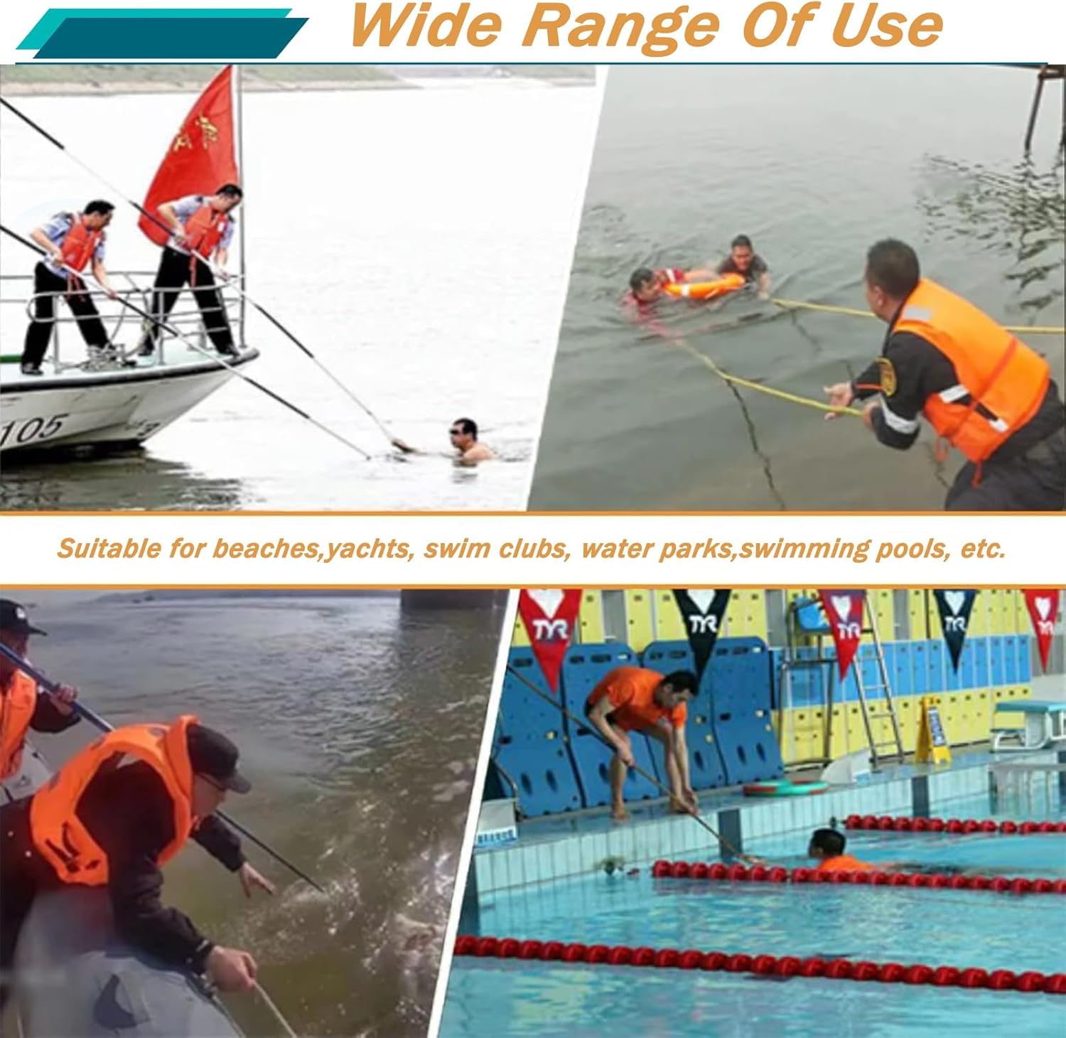 Gancho telescópico de Seguridad para Piscinas, pértiga de Rescate de Emergencia Ligera, pértiga de Rescate Especial para Yates/Clubes de natación/Playas, para Ayudar a Nadadores en apuros qu