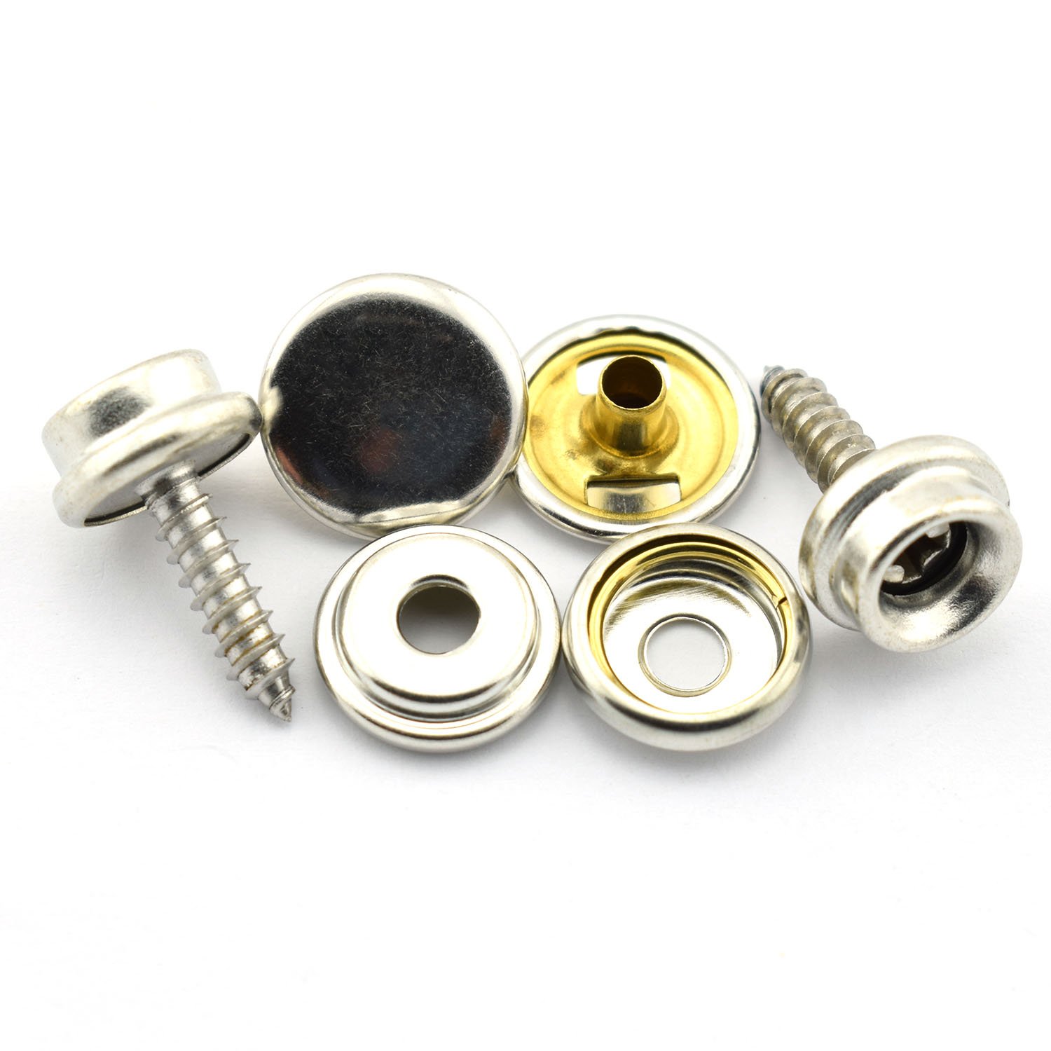 40 Set Marine Grade Screw Set - Stainless Steel Snaps, Caps, Sockets, Screw Studs Boat Cover Press Snap Fastener Screw 5/8 Inches Snap Button Screw