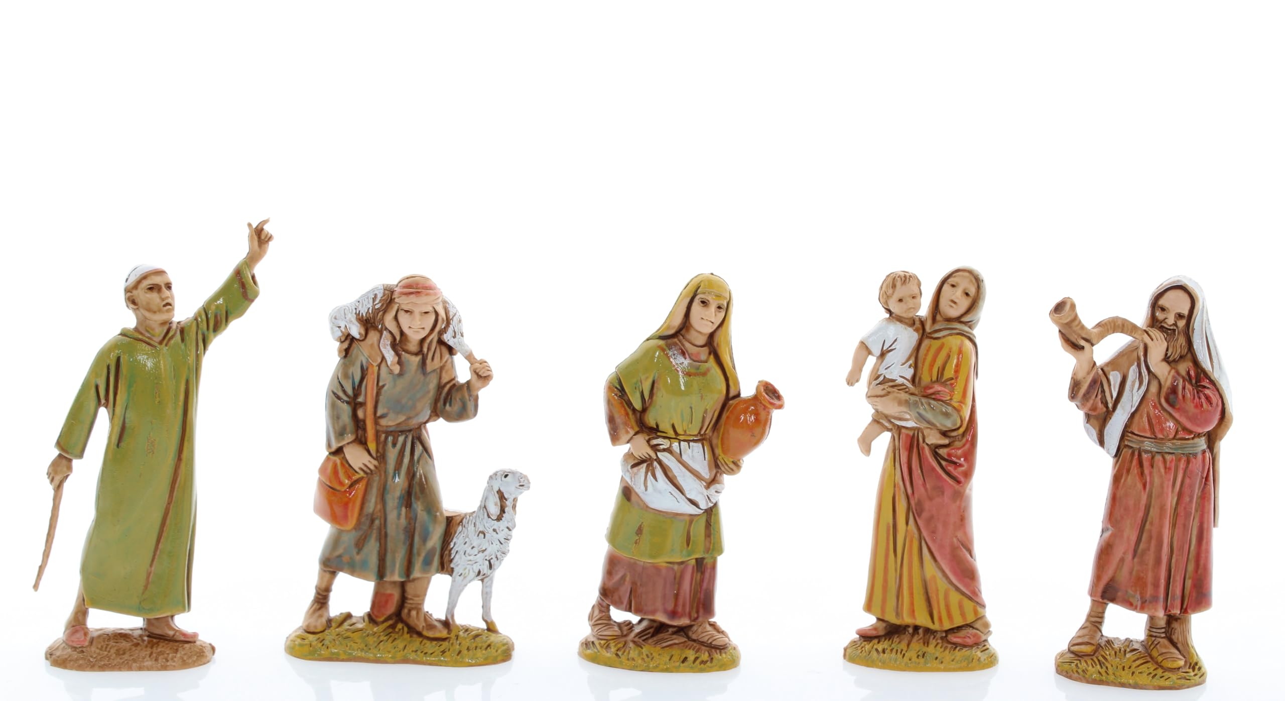 Moranduzzo Set 10 Pastores para Belén de 6,5 cm Escala 1:30 – Mini 6,5 – Figuras Irrompibles, Acabadas a Mano, Escultor M. Landi, Made in Italy