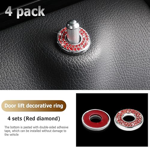 Miniatura 6 de 4 calcomanías brillantes para cerraduras de puerta de automóvil, diamantes de imitación, decoración de pernos de barra de jalar, calcomanías de