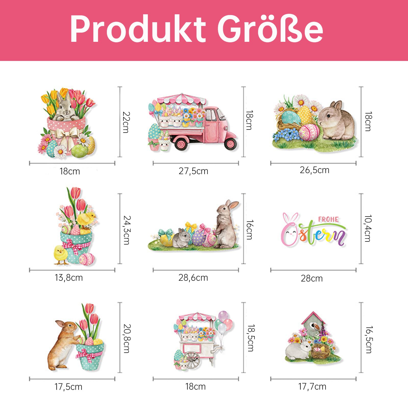 Naklejki na okno wielkanocne, samoprzylepne, 9 arkuszy, kolorowe obrazki na okno, Wielkanoc, dla dzieci, wielokrotnego użytku, dekoracja na okno wystawowe, szkło, drzwi, wiosenna dekoracja