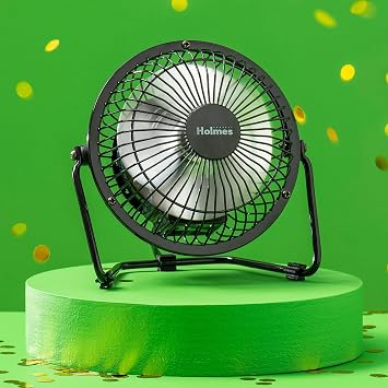 HOLMES Mini High Velocity Desk Fan 4in 4 Blade Black