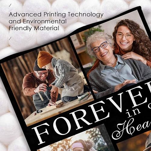 Miniatura 4 de InterestPrint Manta de memoria personalizada, manta de memoria negra para siempre en nuestro corazón, manta personalizada con memoria amorosa,