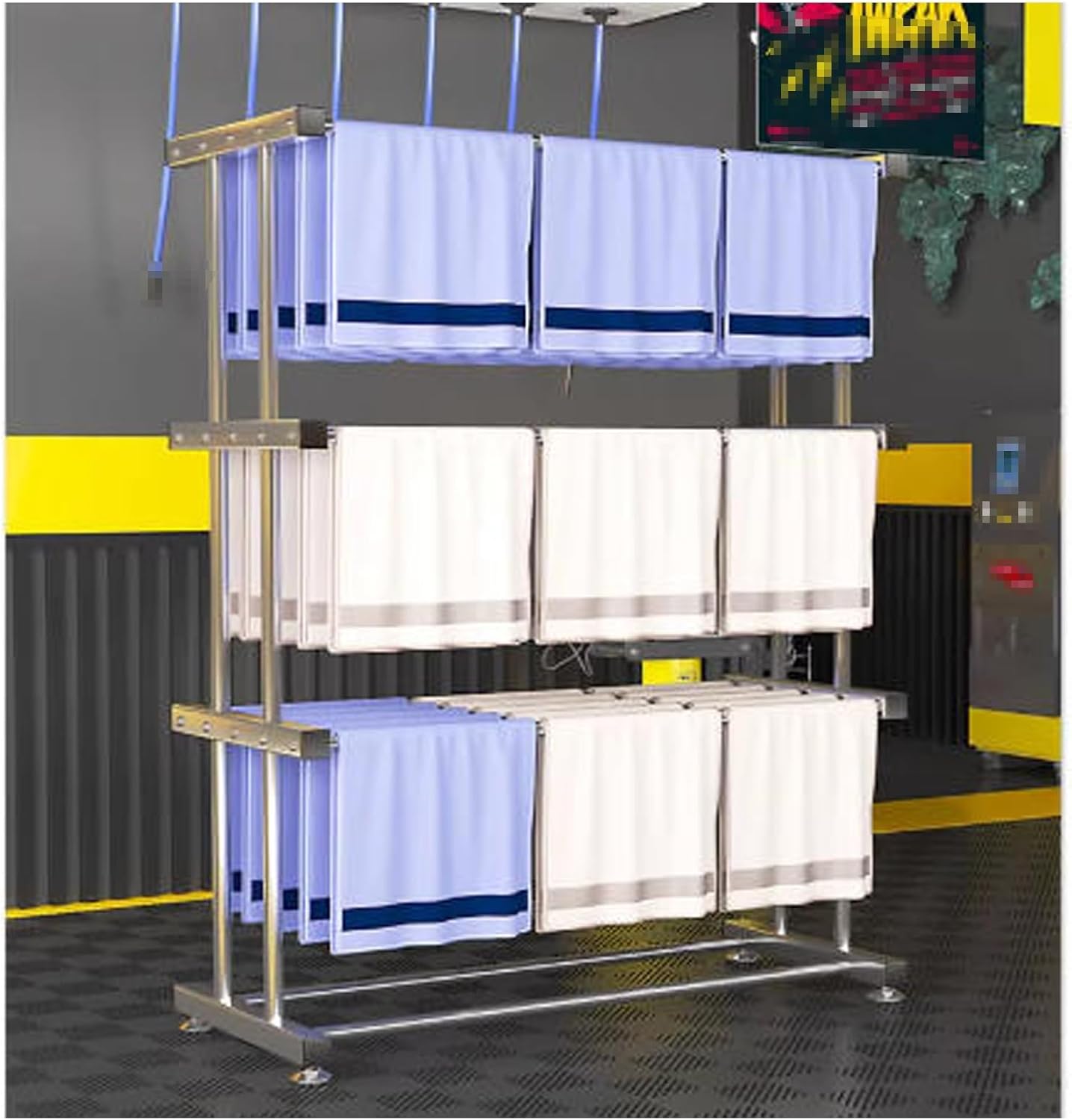 Stainless Steel Towel Rack, Bathroom Towel Rack, Adjustable Feet, Durable and Secure, Suitable for Kitchens, Garages (Available in 2/3/4 Tiers)(80x152cm/31x60in)