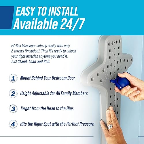 Miniatura 5 de EZ-Bak Masajeador Masaje de bola de rodillo montado en la pared para tejido profundo, nudos musculares y puntos gatillo Rodillo de terapia de