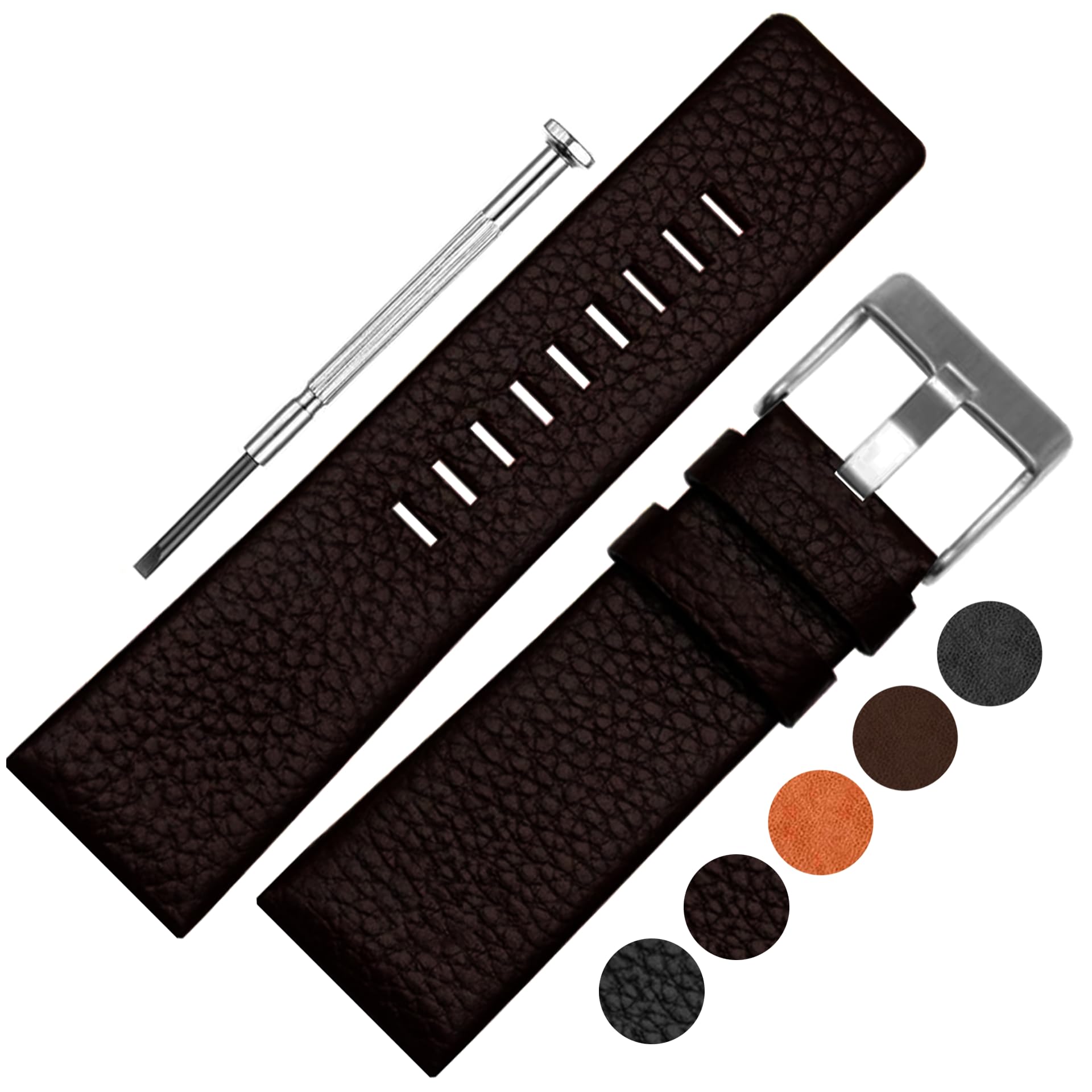 DBLACK DESIRE Best Replacement Band for Diesel Watch, Leather Watch Bands, Watch Straps for Men Women // For 22mm, 24mm, or 26mm Leather Watch Straps (Choose Your Size & Color) (Brown #02, 24mm) (B0D6D1BRP1) Amazon Price History, Amazon Price Tracker