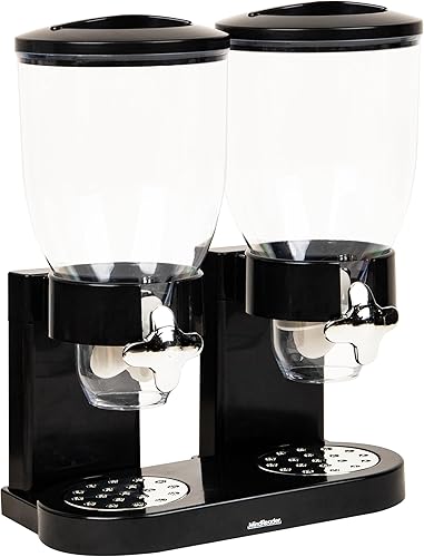 Vista 7 de Mind Reader Dispensador doble de cereales para encimera, 2 recipientes herméticos de 2 litros, dispensador giratorio de alimentos secos para Negro