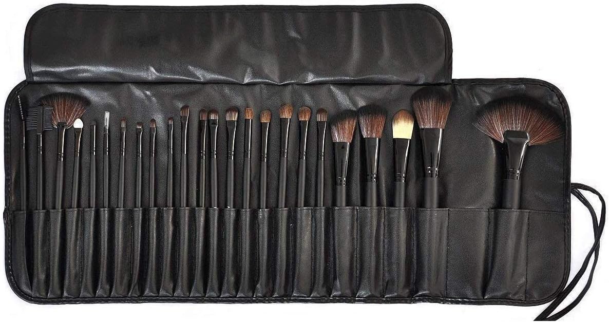 KylieProfessional Makeup Brush with Travel and Carry Case (Black) - Set of 24