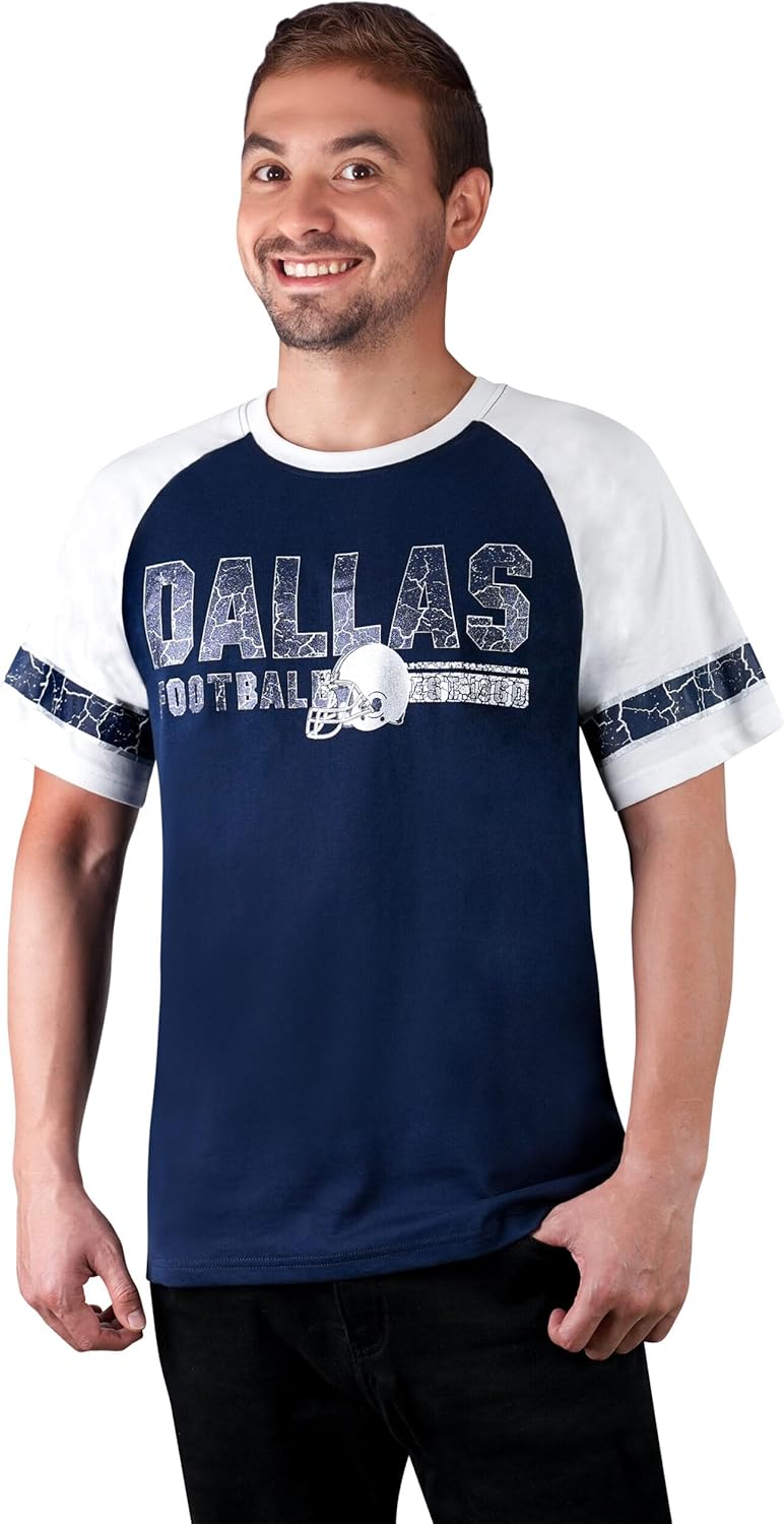 Mens City Football Fans Vintage Sporty Tee Shirts - Navy & White