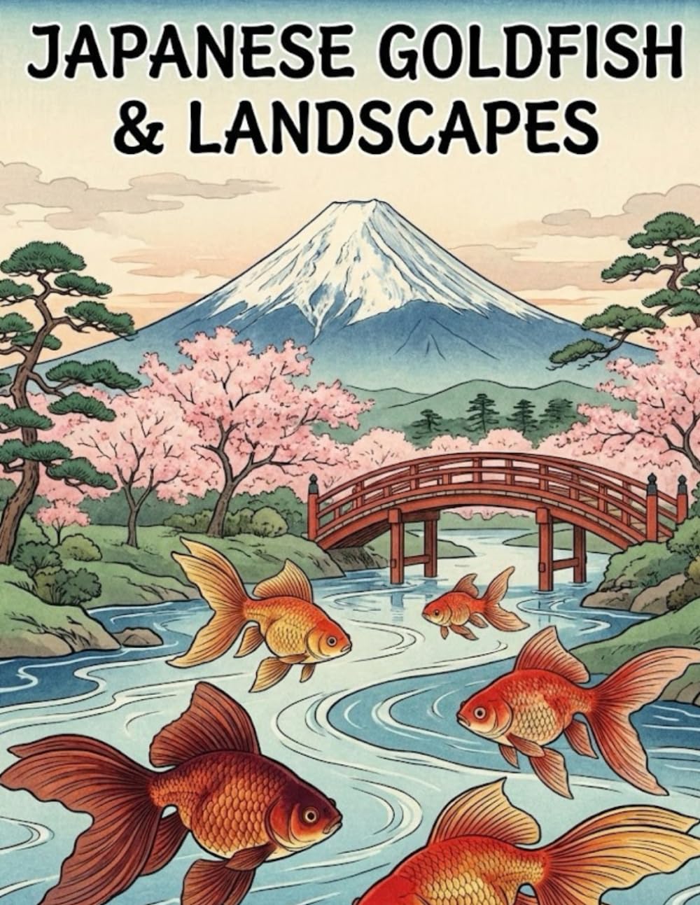 Zen Goldfish: A Traditional Japanese Ukiyo-e Coloring Book for Adults: Japanese Woodblock Prints Style, Ukiyo-e Adult Coloring Book, Artistic Goldfish Designs for Stress Relief and Relaxation