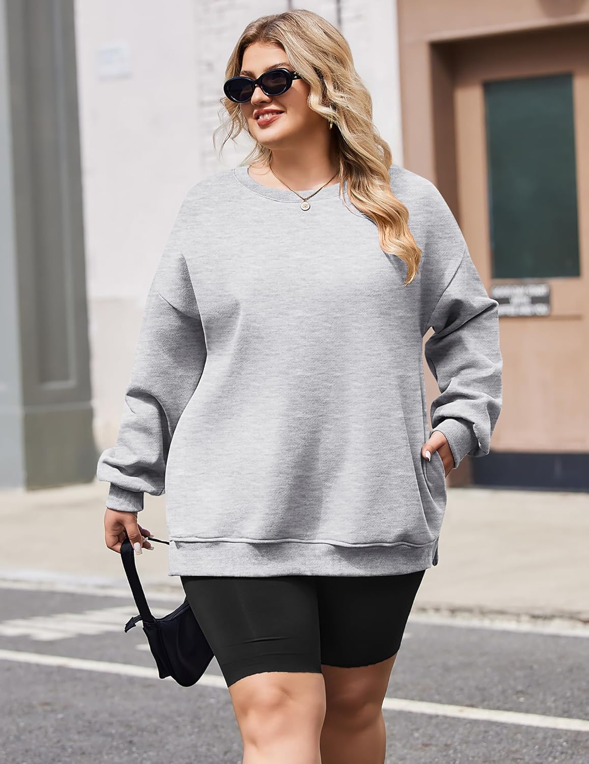 IN'VOLAND Womens Plus Size Sweatshirts Long Sleeve Fleece Soft Fall Winter Crew Neck Pullover Tops with Pockets - Image 3