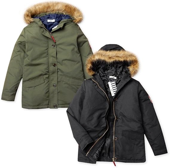 Amazon ブラック 160cm 子供服 女の子 アウター フルジップ モッズコート Black Sue 中綿 着脱ファー付きフード ワッペン装飾 女児 ジュニア コート ジャケット 通販