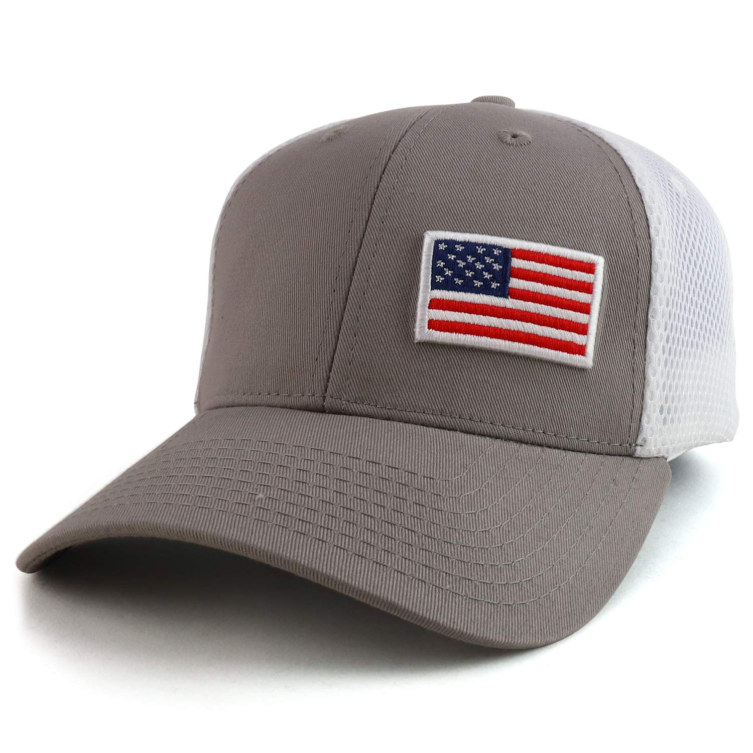 RAPID DOMINANCEUSA Flag Embroidered Aero Foam Mesh Flex Fitting Cap - Grey