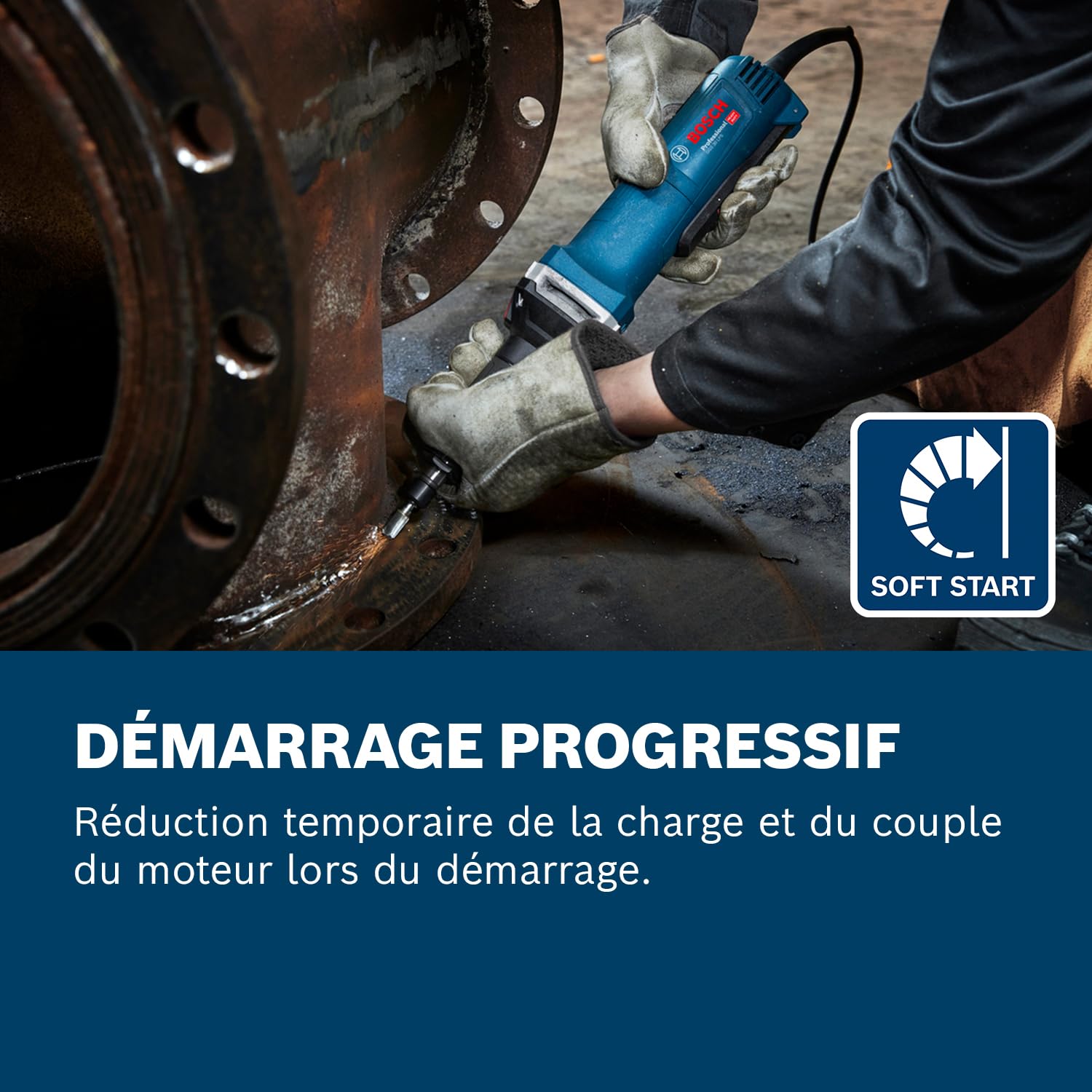 Bosch Professional Meuleuse droite GGS 30 LPS (750 W, avec interrupteur PROtection, kickback control, 1 clé à molette incl., pince de serrage 6 mm avec écrou)