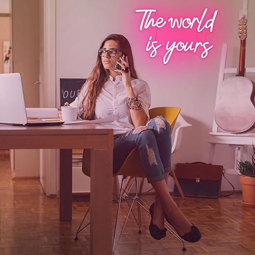 Vista 37 de Letrero de neón de feliz cumpleaños para decoración de pared, letreros de luz LED de neón rosa, decoración artística regulable, letrero de luz