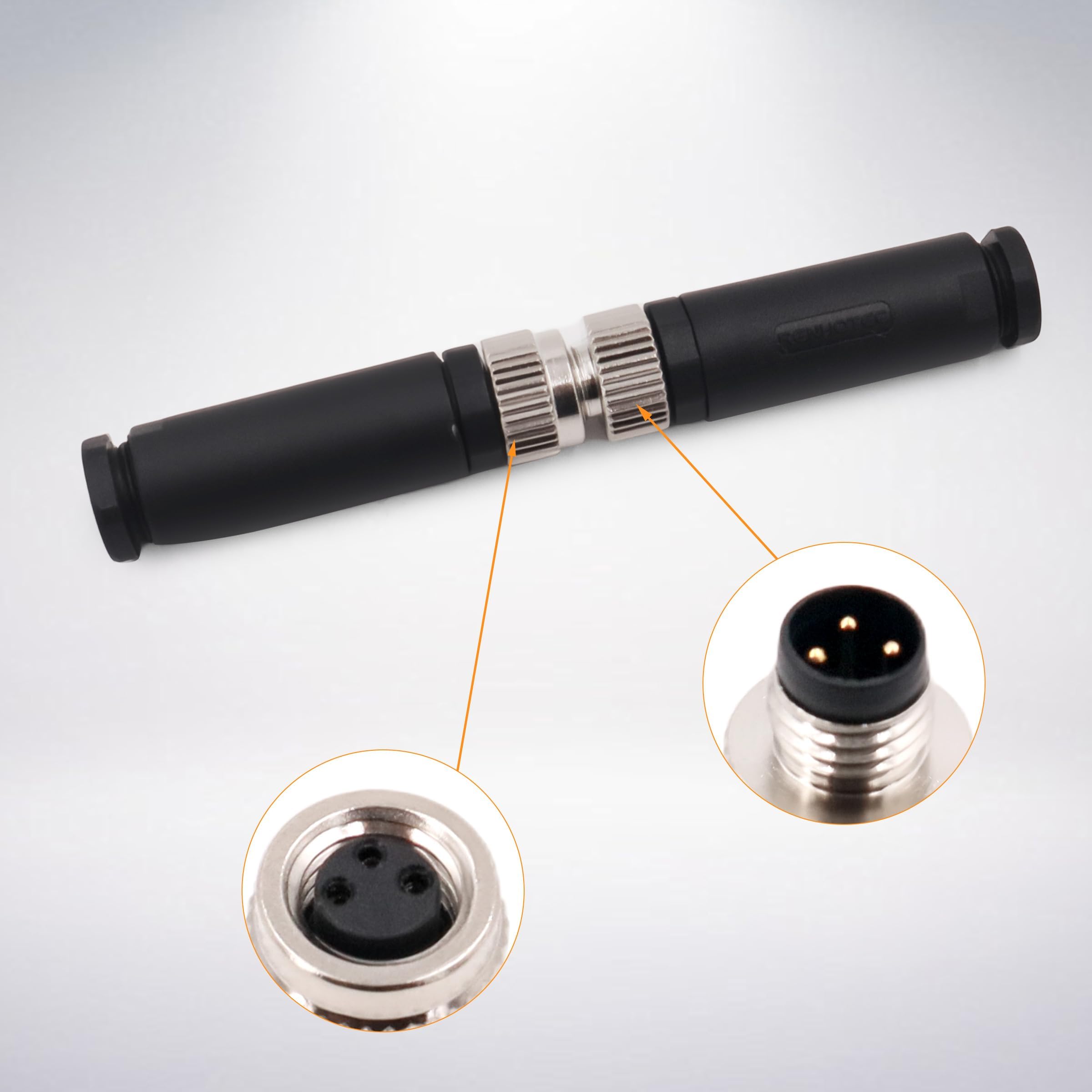 Elecbee 5 Stück M8 3-poliger Stecker, A-Code, industrieller Rundsteckverbinder, gerade, Buchse, Steckverbinder zum Einbau, nicht abgeschirmt, Frontmontage, wasserdicht IP67 für den Außenbereich
